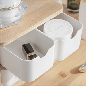 Bamboo Fiber <b>Storage</b> Rack 2 Tier <b>Drawer</b> Organizer Desktop Cosmetic <b>Storage</b> Box Rectangle Standing Type Neatening <b>Storage</b> - Product Image 5