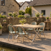 Ensemble de salle à manger d'extérieur Meiqi Nordic résistant aux intempéries, table et chaises de jardin pour villa, terrasse, café, usage commercial
