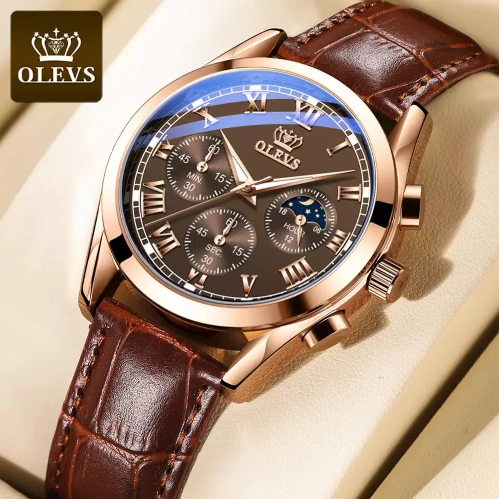 OLEVS 2871 new Mens Watches Fashion Business Waterproof Men Top Brand Luxury Leather Strap Sport Clock Male Quartz WristWatch