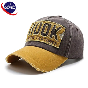 QZFSO Custom Affix cloth Embroidery Distressed Cap Acid Washed Vintage Men Women Two Tone Sport Streetwear Baseball <b>Hat</b> - Product Image 1