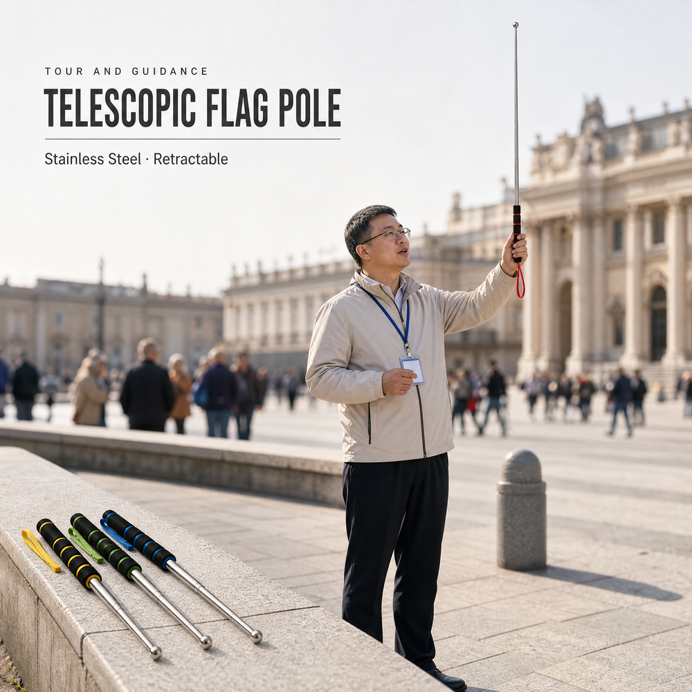 2025 Hot Sale Telescopic Deluxe Hand Flagpole Stainless Steel Retractable Tour <strong>Guide</strong> Flag Pole Teachers <strong>Pointer</strong> Stick <strong>Extendable</strong>