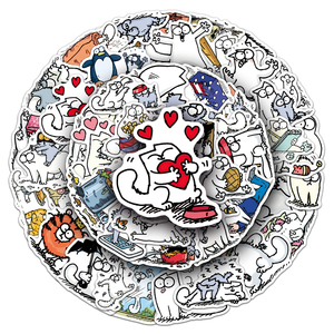 50 autocollants décoratifs amusants et personnalisés Simon Cat pour ordinateur portable, trottinette, bureau, autocollants imperméables - Product Image 5