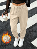 Pantalon de jogging décontracté pour femme, doublé polaire épais, avec cordon de serrage à la taille et chevilles côtelées, idéal pour l'entraînement et la détente