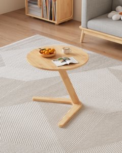 High Quality Solid Wood <b>Round</b> <b>Side</b> <b>Table</b>, Modern Z-Shaped End <b>Table</b> for Living Room Bedroom - Product Image 1