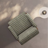 Fauteuil d'appoint en tissu à rayures japonaises coussin amovible cadre en bois de style moderne pour bureau à domicile appartement hôtel salon