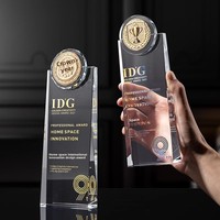Trophée en cristal UV personnalisé, design laboratoire créatif, petite médaille étoile, cadeaux de bienvenue professionnels pour réunions annuelles, pour personnel et équipes de performance exceptionnelle