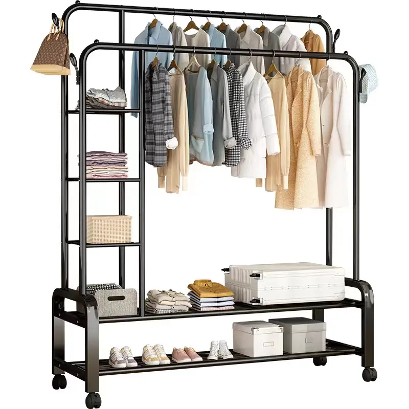 Modern Design Metal Simple Storage Shoe Rack With Coat Rack