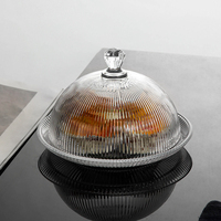 Cloche à dessert en verre sodocalcique cannelé vertical, écologique, réutilisable et décorative pour la maison et la cuisine