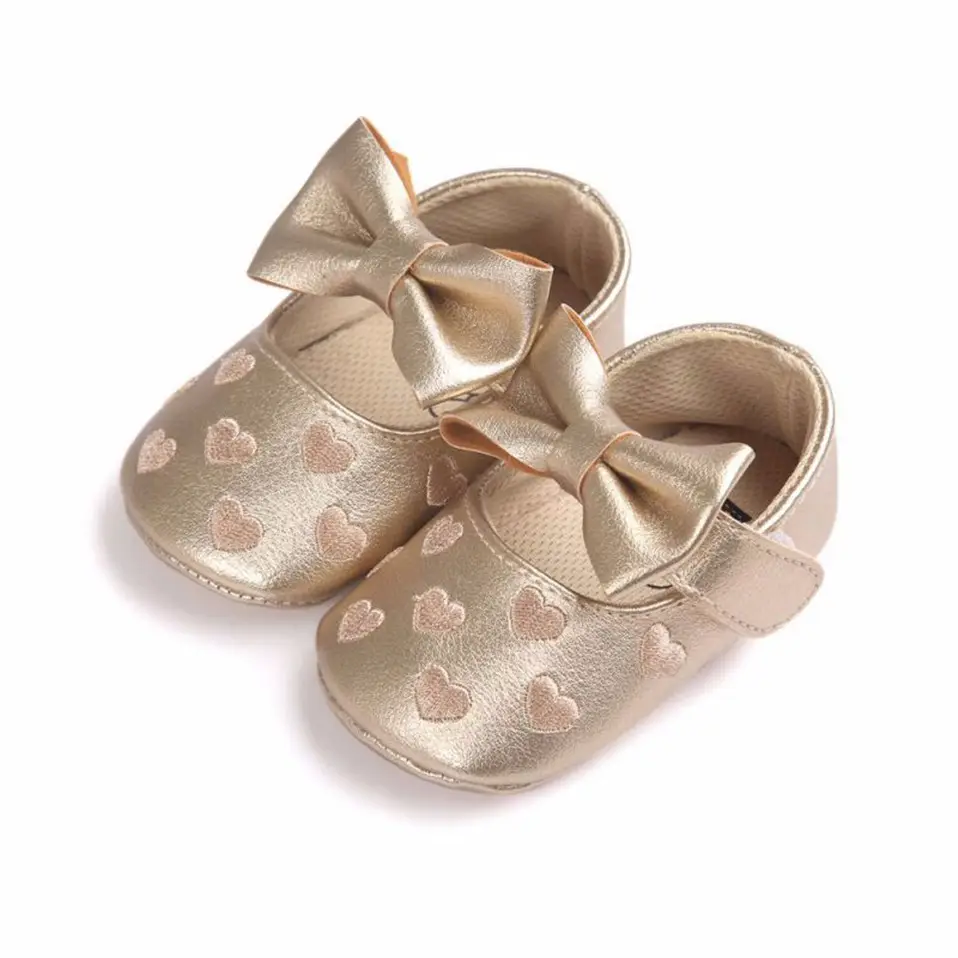 T1113 Baby princess Dress Shoes Sweet Bow Infant Prewalker Soft Sole Pu Baby Girls Shoes