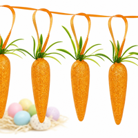 24 Piezas de Adornos de Zanahoria de Espuma con Purpurina, Decoración Colgante para Árbol de Pascua, para Fiestas de Primavera, Decoración Interior del Hogar