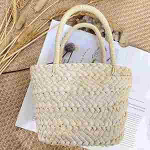 Bolso de Mano Tipo Cesta Pequeño, Moderno y Bonito, Estilo Fotográfico, Mini Bolso Casual de Verano, Bolso de Paja Natural para Mujer, Playa - Product Image 2