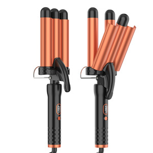 Rizador de Pelo Eléctrico para Uso Doméstico, Rizador de Ondas Grandes de Tres Barriles Dorado, <span class=keywords><strong>Plancha</strong></span> de Cerámica de Turmalina - Product Image 1