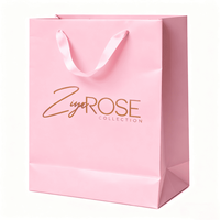 Sacs cadeaux en papier rose pâle en gros avec logo imprimé à chaud en or, sacs de shopping de luxe personnalisés pour boutiques de cosmétiques et de vêtements