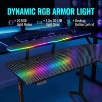 Bureau de travail ergonomique AOR, conçu pour les tournois d'e-sport, bureau en forme de L avec effets d'éclairage RVB, robuste et durable