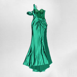 Elegante <span class=keywords><strong>Abito</strong></span> da Sera <span class=keywords><strong>Monospalla</strong></span> in Raso con Pizzo <span class=keywords><strong>Verde</strong></span> Scuro per Donna - Product Image 4