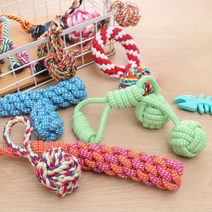 Çin üretici yüksek kaliteli yeni çevre dostu düğüm evcil etkileşimli el Polyester pamuk köpek çiğneme oyuncakları - Product Image 4