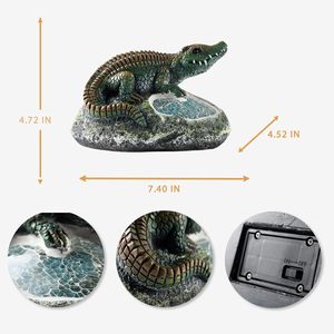 Statue de crocodile en résine Art Déco à énergie solaire Rezpuao avec lumières LED, ornement de jardin extérieur pour patio, balcon, cour - Cadeau idéal - Product Image 3