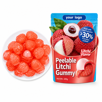 Direct van de fabriek: bulk, afpelbare gummy snoepjes, halal gecertificeerd, lychee smaak, op maat gemaakte fruitgummies