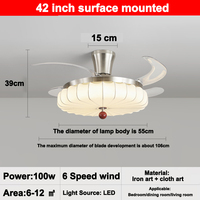 Lampes de plafond de lustre nordique de 42 pouces rétractables, luxueuses, simples, blanches, modernes, à 4 pales, avec lumières