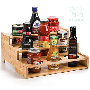 Soporte para botellas de bambú de 3 niveles, soporte para exhibición de vino de mesa, estante para botellas de 9 botellas - Product Image 3