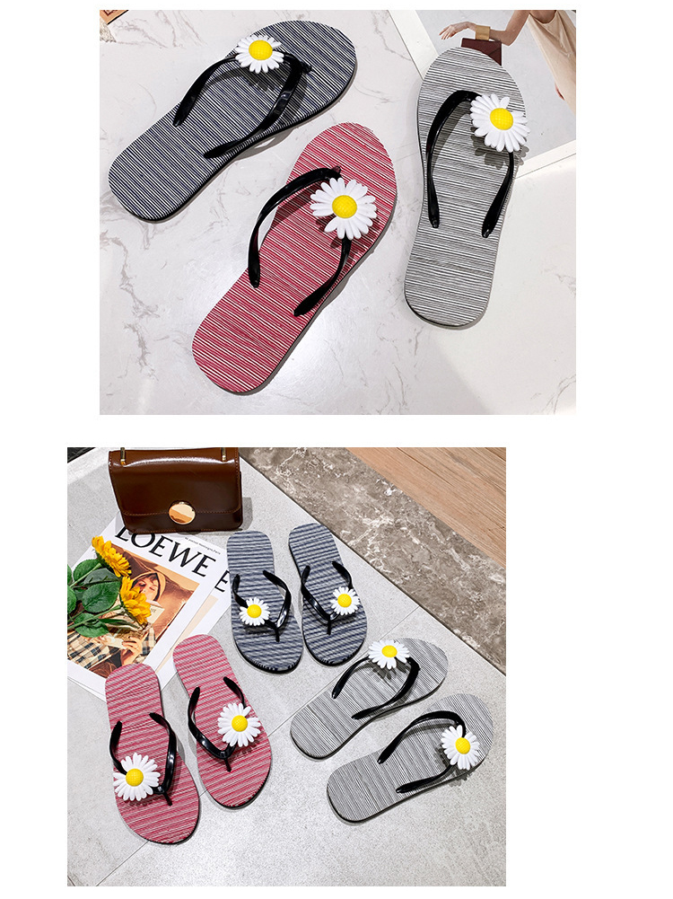 Summer Small Daisy Flower Flip-flops Slippers Women Student Footwear Flat Beach Shoes
