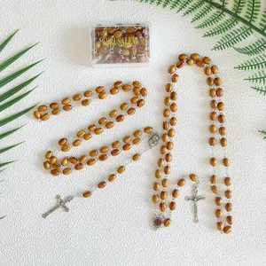 12 Pezzi Rosario Artigianale Unisex in Legno d'Ulivo con Perle di Terreno Sacro e Reliquie, Catene con Motivo Vegetale, Cristianesimo, Gerusalemme - Product Image 4