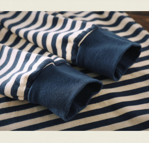 T-shirt Vintage Mariner personnalisé pour hommes T-shirt Henley à manches longues en coton délavé à rayures bretonnes - Product Image 3