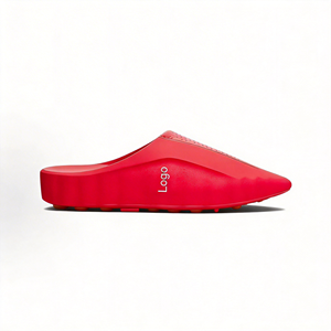 Chaussons à lacets Designer MIND 001 pour hommes et femmes - Printemps/Été, couleur cendre clair, cadre chromé rouge, massage extérieur, confort, antidérapants - Product Image 4