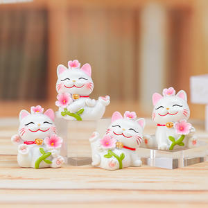 Petites figurines en résine de chat aux fleurs de cerisier, décorations de bureau exquises, figurines multifonctionnelles, fabricant - Product Image 1