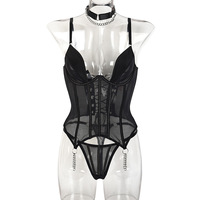 Ensemble de lingerie sexy pour femme avec porte-jarretelles See Through Clubwear Nightgown Exotic Comfortable Sexy Bra and Panty Sets