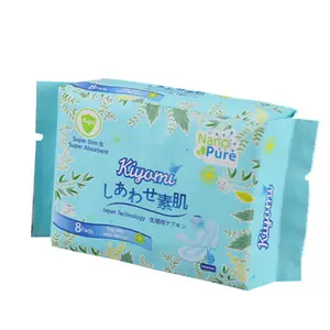 soft cotton release paper sanitary napkins Blue acquisition layer embossed sanitary pads ADL