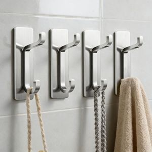 Wall Mounted Zinc Alloy <b>Hooks</b> Rectangle Foldable Coat Rack For Bedroom Entryway Kitchen <b>Bathroom</b> Storage - Product Image 3