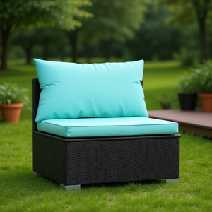 Pe Rattan <b>Garden</b> Sofa One Seat Powder Coated Steel Frame <b>Outdoor</b> Furniture Elegant Design High Density Foam <b>Cushion</b> - Product Image 2