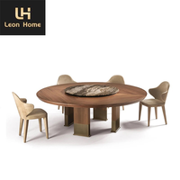 Table de salle à manger en bois artificiel avec dessus en marbre au design moderne unique
