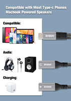 ZOGUO Dual USB C Adaptador de auriculares y cargador 2 en 1 Tipo C Conector macho con PD 65W Soporte de carga rápida Llamada y música