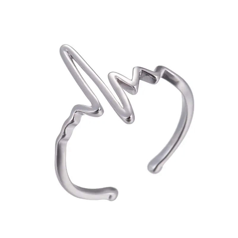 Anelli alla moda in argento Sterling 925 con battito cardiaco per gioielli da donna regolabili