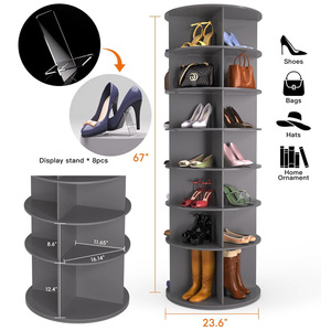 Hiện đại sáng tạo Tủ giày tầng lưu trữ Giá xoay điều chỉnh nhiều lớp gỗ giày và túi hiển thị cho phòng khách - Product Image 5