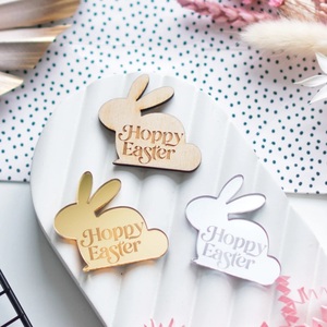 Wholesale Acrylic Easter Party <strong>Decor</strong> Laser Engraved Chocolate Mold Bunny Rabbit Egg <strong>Cake</strong> Topper Baking <strong>Tools</strong>
