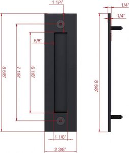 Poignée coulissante WEKIS en laiton noir mat, moderne et simple, à encastrer, pour portes de grange, portails, garages, armoires, placards et tiroirs - Product Image 4