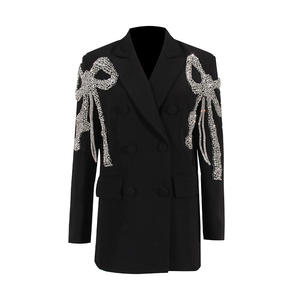 Ocstrade Novità Primavera Blazer Lussuoso da <span class=keywords><strong>Donna</strong></span> con Farfalle Scintillanti di Strass e Doppie Perline, <span class=keywords><strong>Giacca</strong></span> <span class=keywords><strong>Nera</strong></span> <span class=keywords><strong>Oversize</strong></span> da <span class=keywords><strong>Donna</strong></span> - Product Image 1