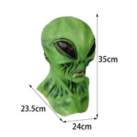 Masque de tête en latex vert style Alien pour Halloween, cosplay, fête, accessoires de diffusion en direct, approvisionnement transfrontalier