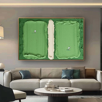 Peinture à l'huile abstraite texturée au couteau 3D sur toile grand format, décoration murale moderne en plâtre fait main, motif court de tennis vert