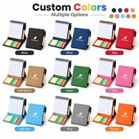 Bloc-notes pliable pour bureau debout avec notes adhésives et stylo, 5 marque-pages colorés, logo personnalisé, pour étude et bureau