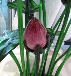 Bán Buôn Lá Xanh Lá Hồng Hoa Sen Murano Thủy Tinh Điêu Khắc Cho Vườn - Product Image 3