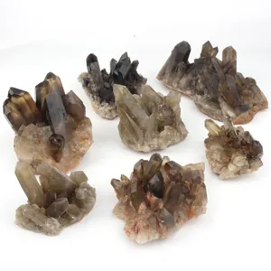 Cristal de quartzo esfumaçado natural, pedras de cura, cristal marrom para decoração