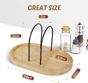 LUMINA Holder Table Rotating Standing <b>Dispenser</b> with Salt Pepper Shakers and <b>Napkin</b> Storage Rustic Bamboo Metal Caddy - Product Image 6