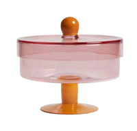 Boîte alimentaire en verre coloré, vente en gros, bocal de rangement en verre pour noix de cuisine avec support en verre et couvercle