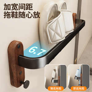Bathroom Walnut Slipper Rack Wall Mounted 60X70cm Durable Storage <b>Shelf</b> For Toilet <b>Corner</b> Use - Product Image 2
