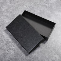 Boîte cadeau de luxe en papier texturé noir pour portefeuille et ceinture