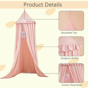 Dôme suspendu rond pour chambre d'enfant, décoration de chambre de princesse pour bébés et tout-petits, fabriqué en Indonésie - Product Image 3